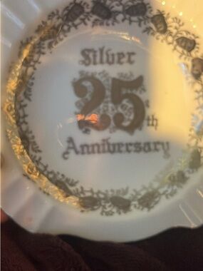 Silver 25th Anniversary Decorative Plate - Gold Trim